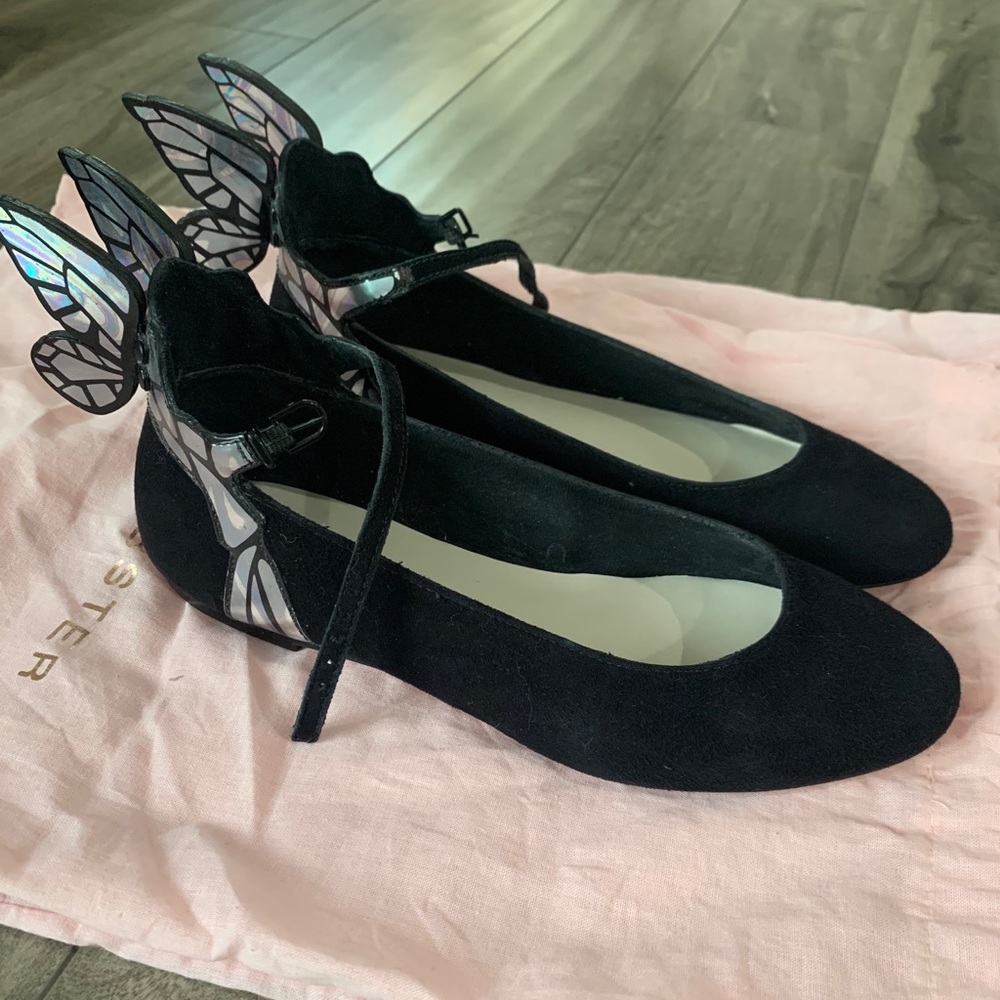 Sophia Webster Butterfly Wing Suede Flat Shoes